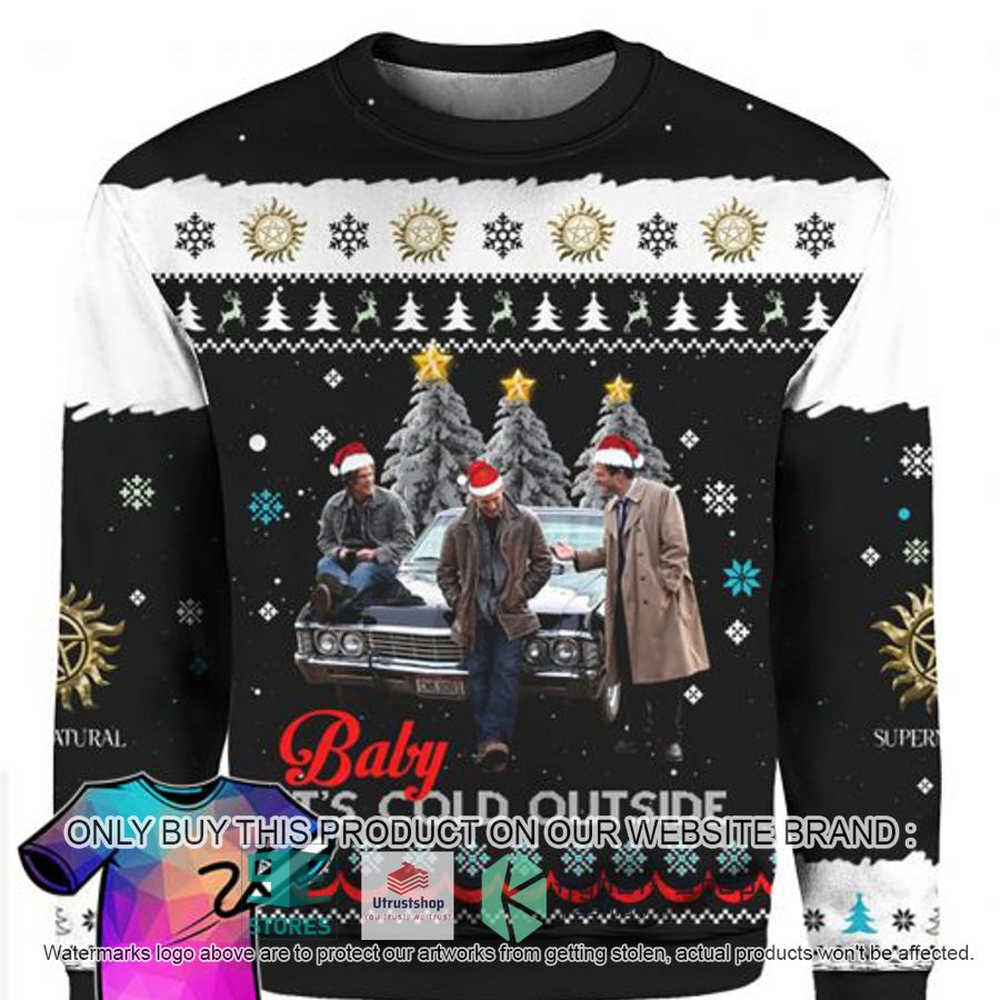 supernatural baby its cold outside ugly chrisrtmas sweater 1 60240