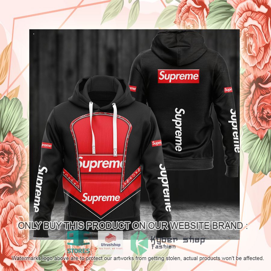NEW Supreme black red Full Print Hoodie 2 supreme black red 3d hoodie 2 94571
