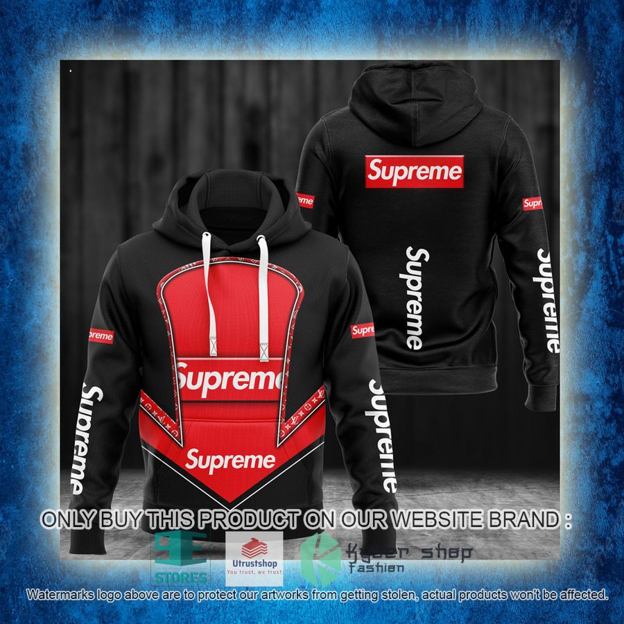 NEW Supreme black red Full Print Hoodie 3 supreme black red 3d hoodie 3 33753