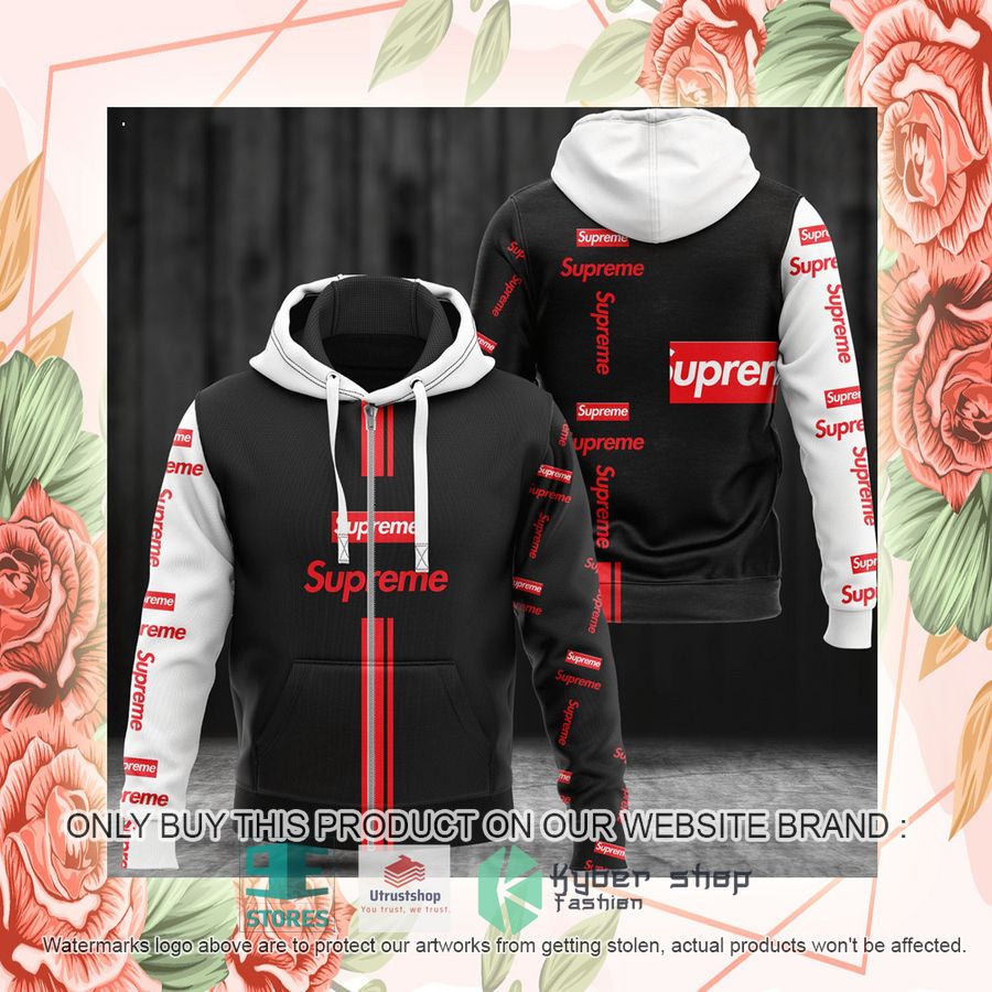 NEW Supreme brand black white Full Print Hoodie 2 supreme brand black white 3d hoodie 2 89819