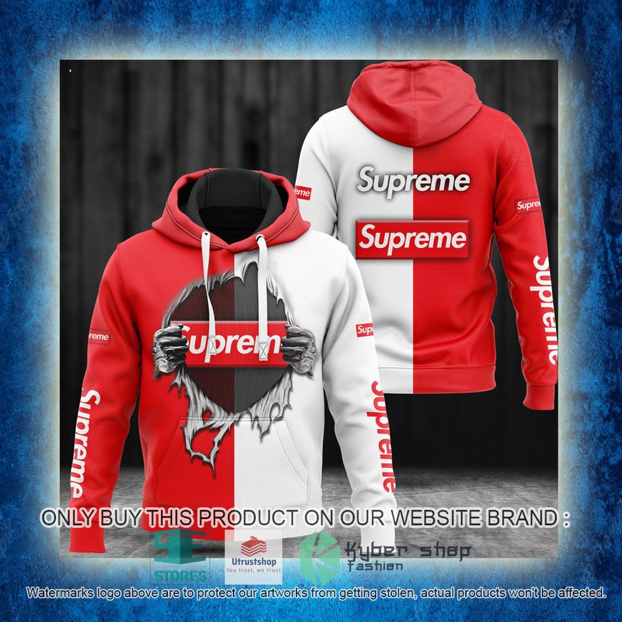NEW Supreme brand logo white red Full Print Hoodie 3 supreme brand logo white red 3d hoodie 3 88781