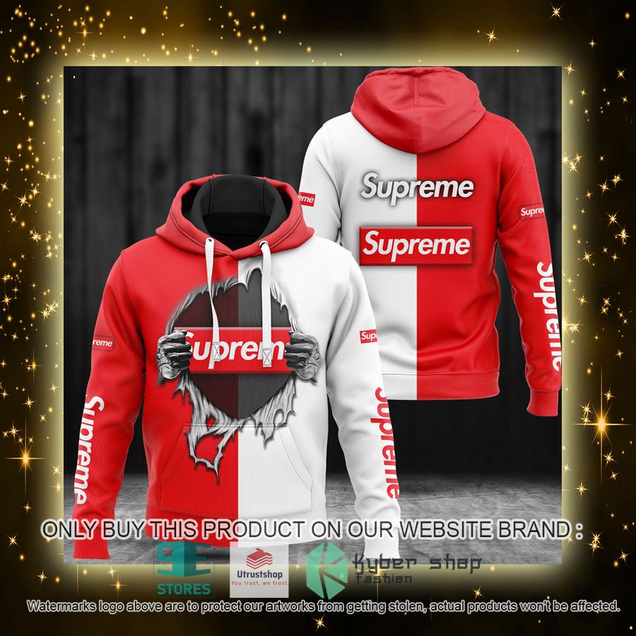 NEW Supreme brand logo white red Full Print Hoodie 4 supreme brand logo white red 3d hoodie 4 29268