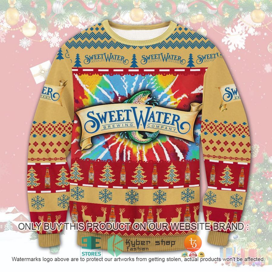 NEW Sweet Water Brewing Company logo red khaki Christmas Ugly Sweater 9 sweet water brewing company logo red khaki ugly christmas sweater 1 57943