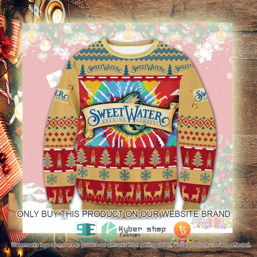 NEW Sweet Water Brewing Company logo red khaki Christmas Ugly Sweater 3 sweet water brewing company logo red khaki ugly christmas sweater 3 32038