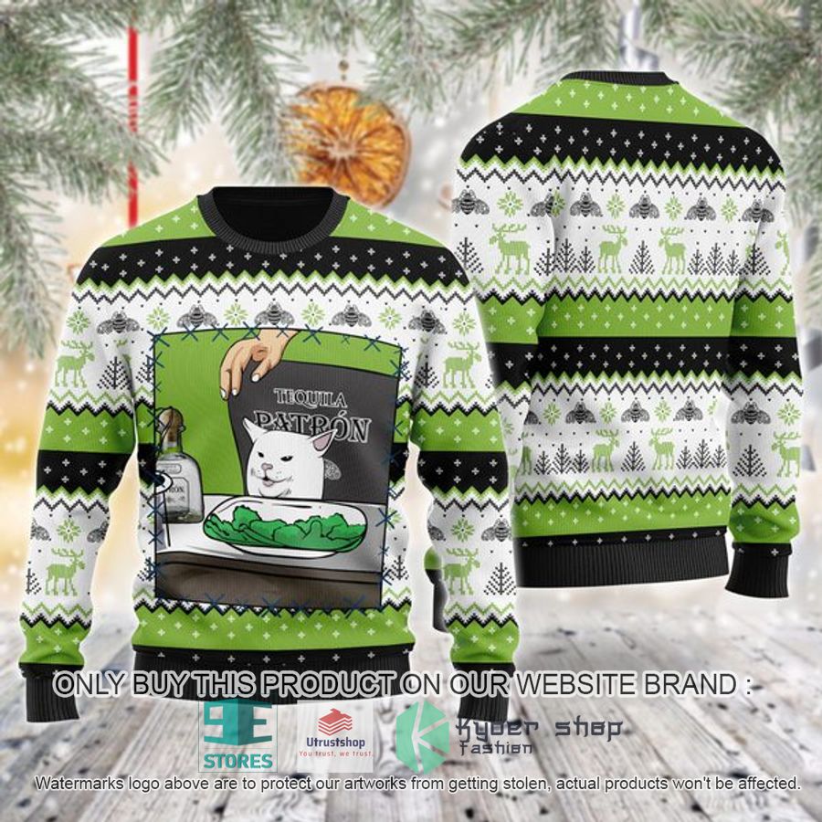 tequila patron cat meme ugly christmas sweater 1 6385