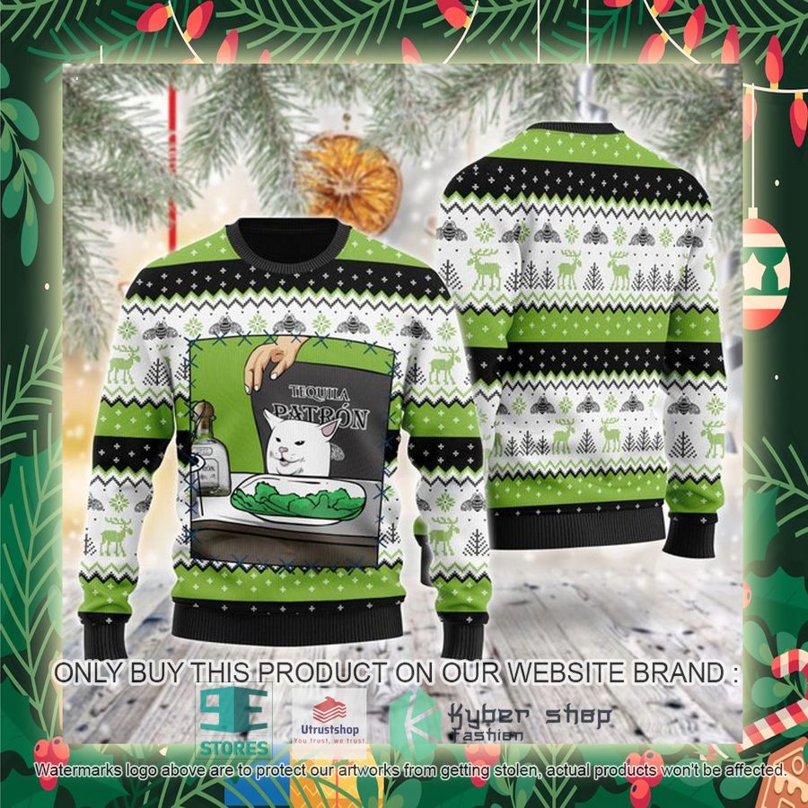 tequila patron cat meme ugly christmas sweater 2 86205