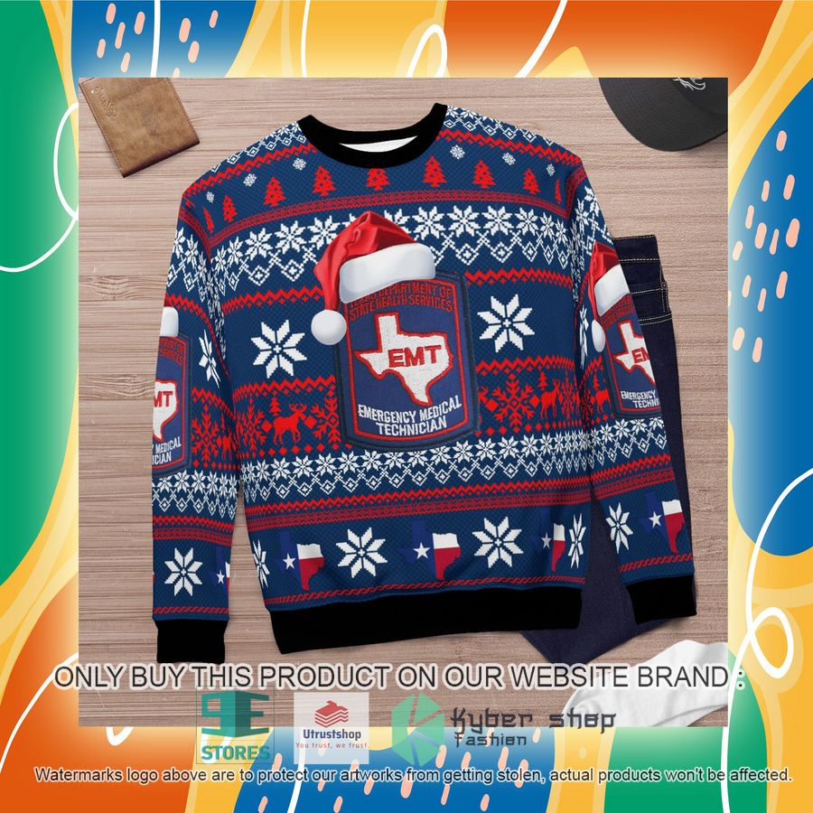 NEW Texas Department Of State Health Services EMT Christmas Sweater 7 texas department of state health services emt christmas sweater 7 18525