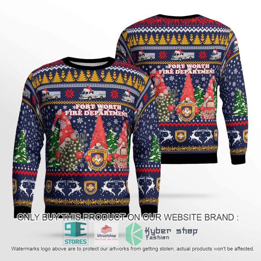 texas fort worth fire department blue christmas sweater 1 50962