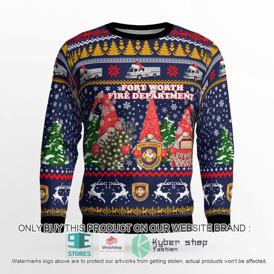 texas fort worth fire department blue christmas sweater 2 69192