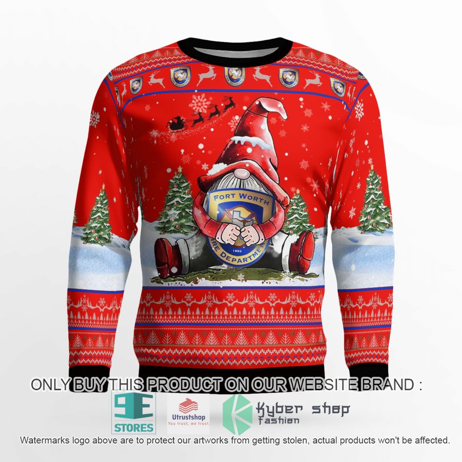 texas fort worth fire department gnome witch red christmas sweater 2 33707