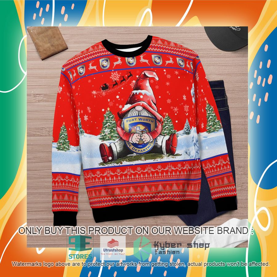 NEW Texas Fort Worth Fire Department Gnome Witch red Christmas Sweater 7 texas fort worth fire department gnome witch red christmas sweater 7 10333