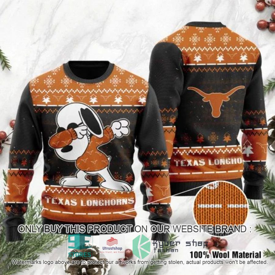 texas longhorns snoopy dabbing ugly chrisrtmas sweater 2 91456