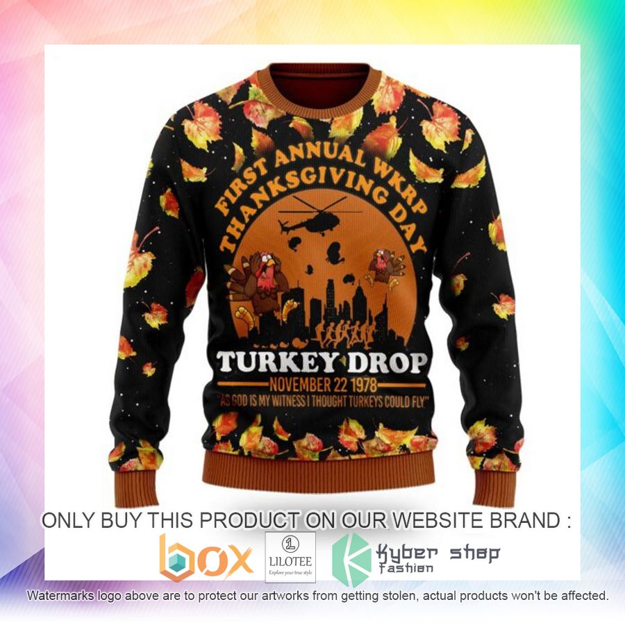 thanksgiving falling leaves turkey drop ugly sweatshirtsweater 2 86700
