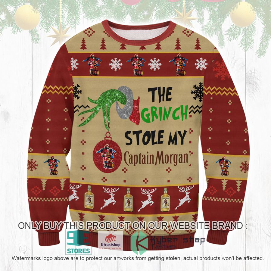NEW The Grinch Stole My Captain Morgan Ugly Sweater 8 the grinch stole my captain morgan ugly christmas sweater 1 3387