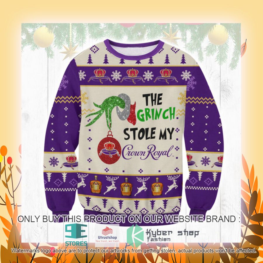 NEW The Grinch Stole My Crown Royal Ugly Sweater 4 the grinch stole my crown royal ugly christmas sweater 4 79354