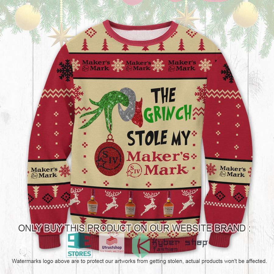 NEW The Grinch Stole My Maker's Mark Ugly Sweater 1 the grinch stole my makers mark ugly christmas sweater 1 5166