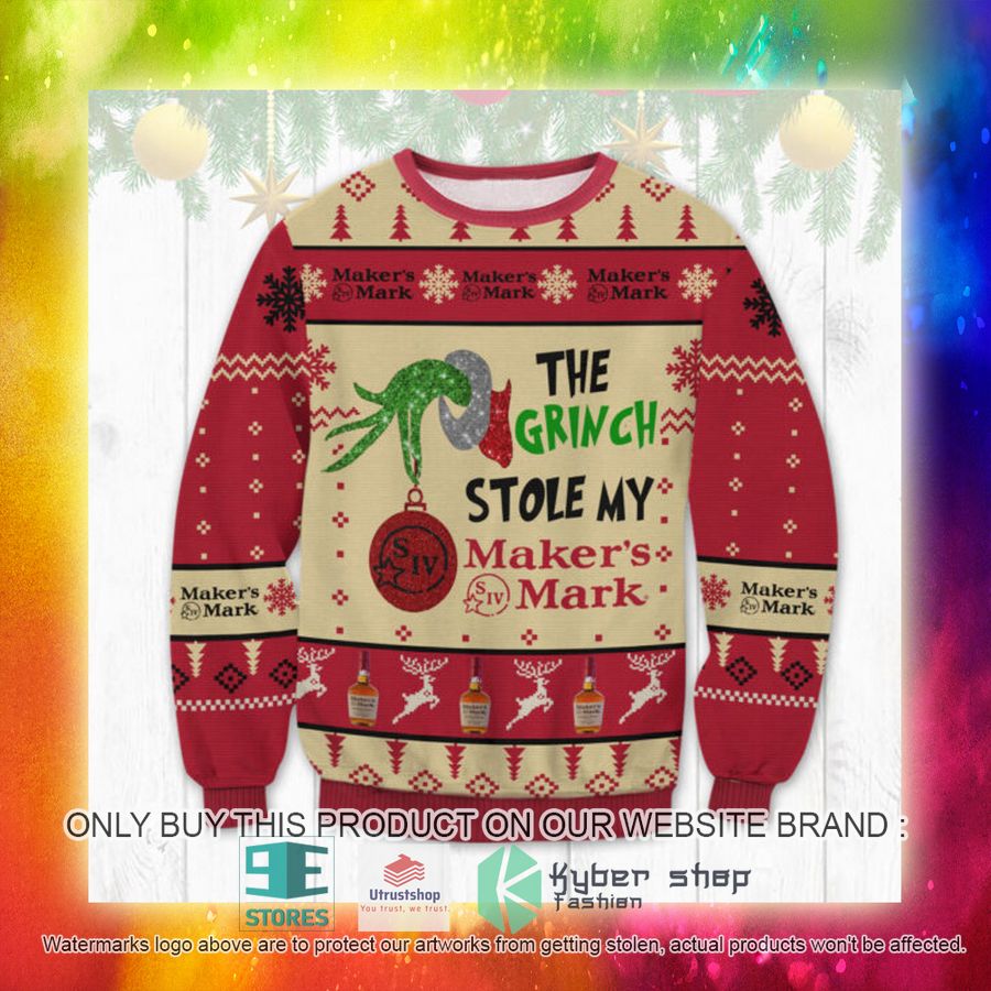 NEW The Grinch Stole My Maker's Mark Ugly Sweater 3 the grinch stole my makers mark ugly christmas sweater 3 96600