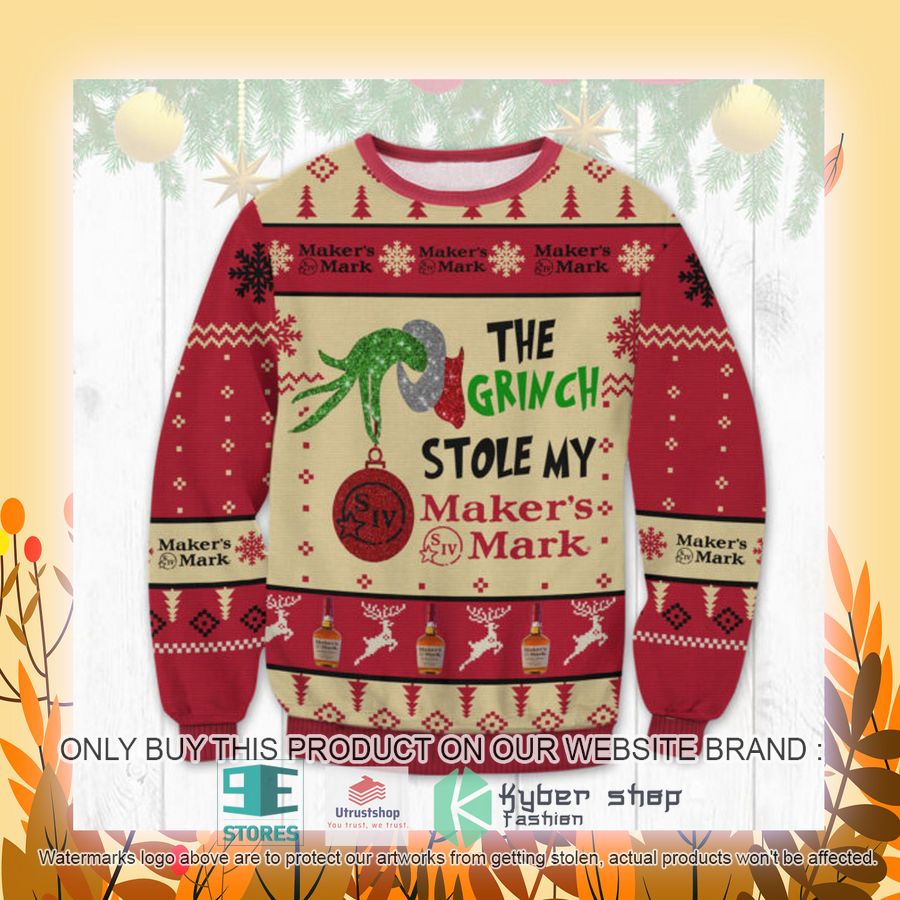 NEW The Grinch Stole My Maker's Mark Ugly Sweater 4 the grinch stole my makers mark ugly christmas sweater 4 25082