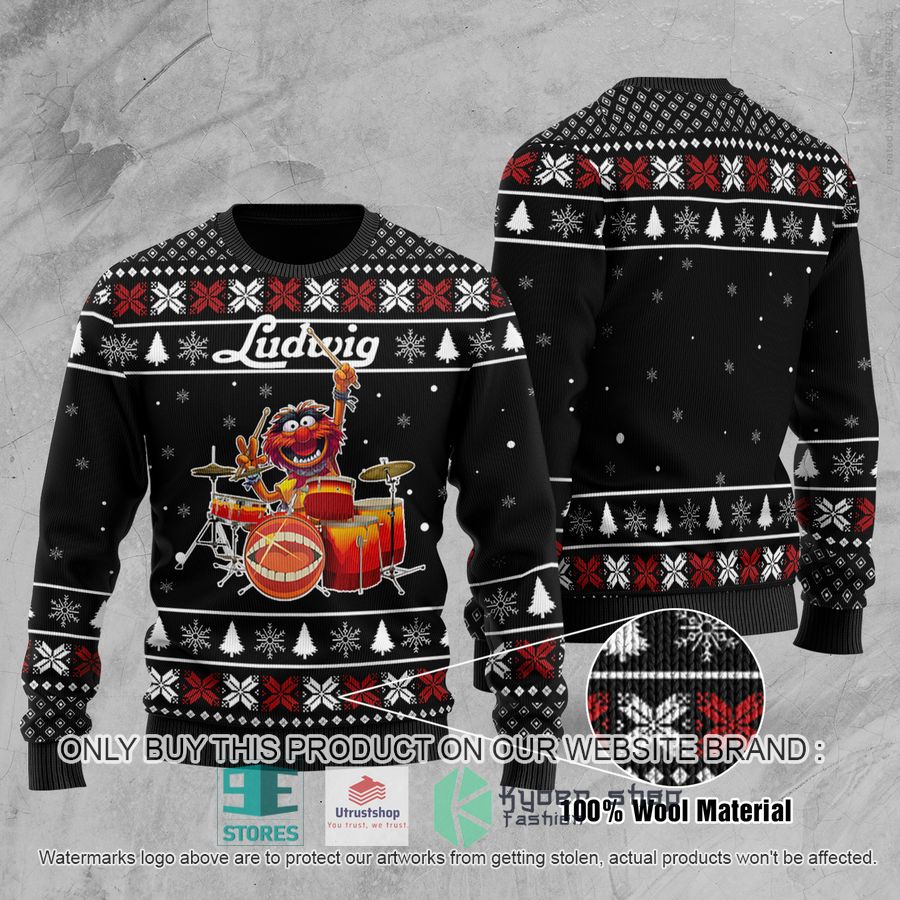 the muppet animal ludwig drums ugly chrisrtmas sweater 2 73824