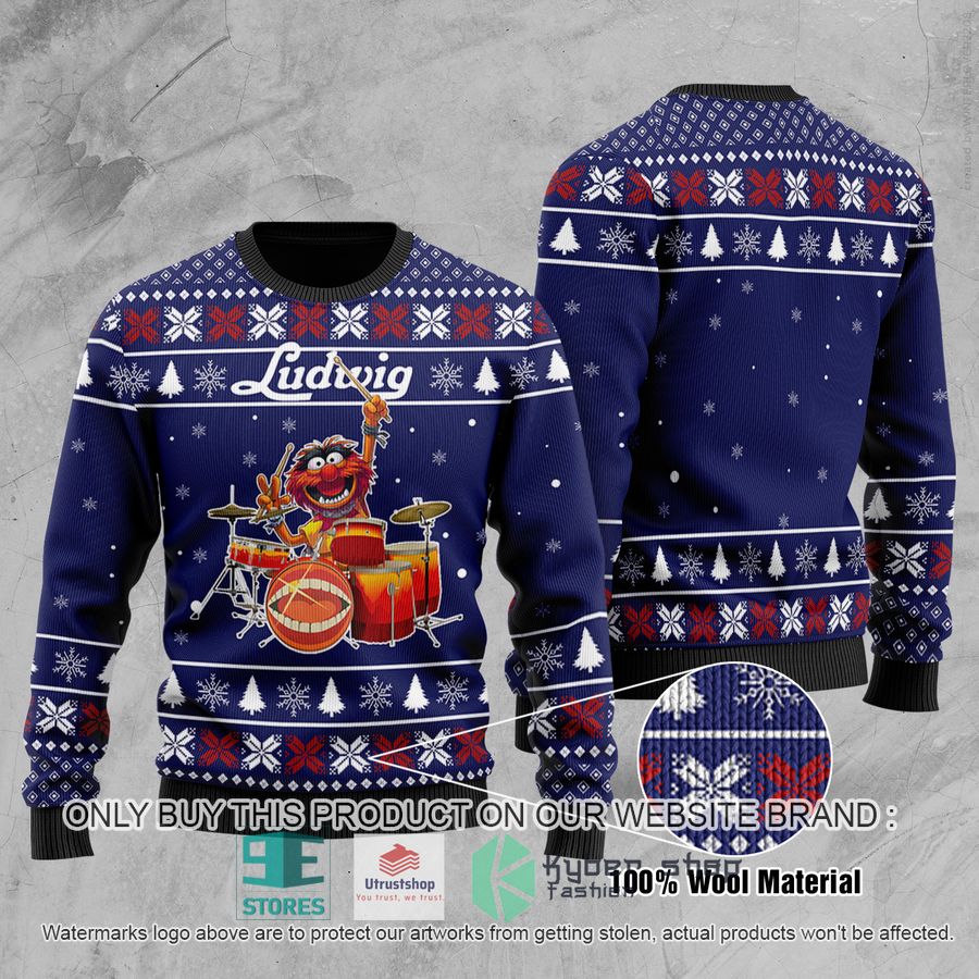 NEW The Muppet Animal Ludwig Drums Ugly Sweater 4 the muppet animal ludwig drums ugly chrisrtmas sweater 4 44126