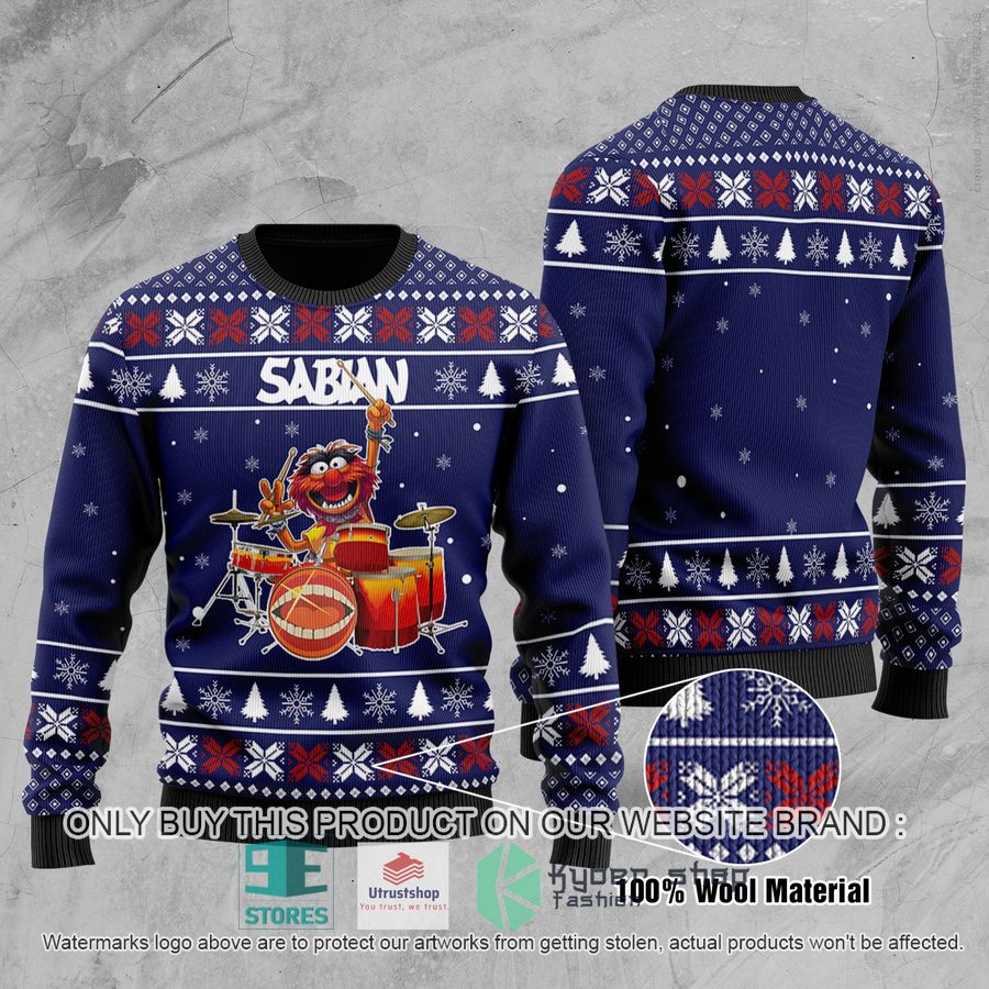 NEW The Muppet Animal Sabian Drums Ugly Sweater 3 the muppet animal sabian drums ugly chrisrtmas sweater 3 46143