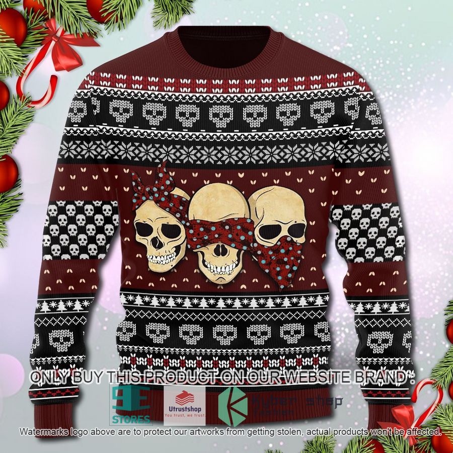 three skulls ugly christmas sweater 1 31722
