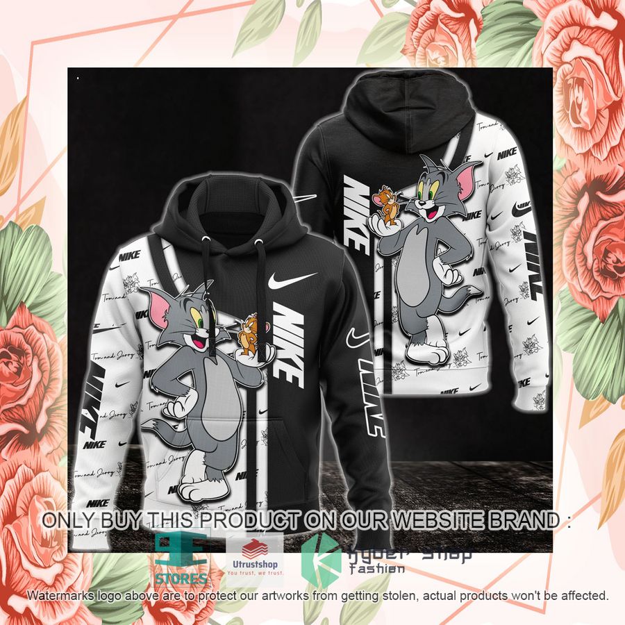 NEW Tom and Jerry Nike black white Full Print Hoodie 2 tom and jerry nike black white 3d hoodie 2 38714