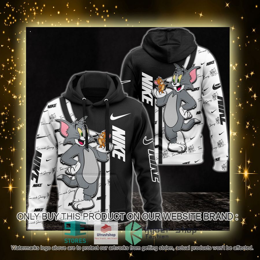 NEW Tom and Jerry Nike black white Full Print Hoodie 4 tom and jerry nike black white 3d hoodie 4 25300