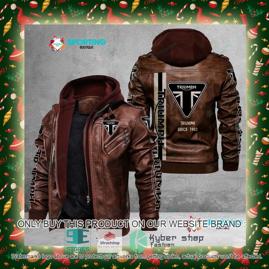 NEW Triumph Since 1983 Men Leather Jacket 6 triumph since 1983 leather jacket 6 4976