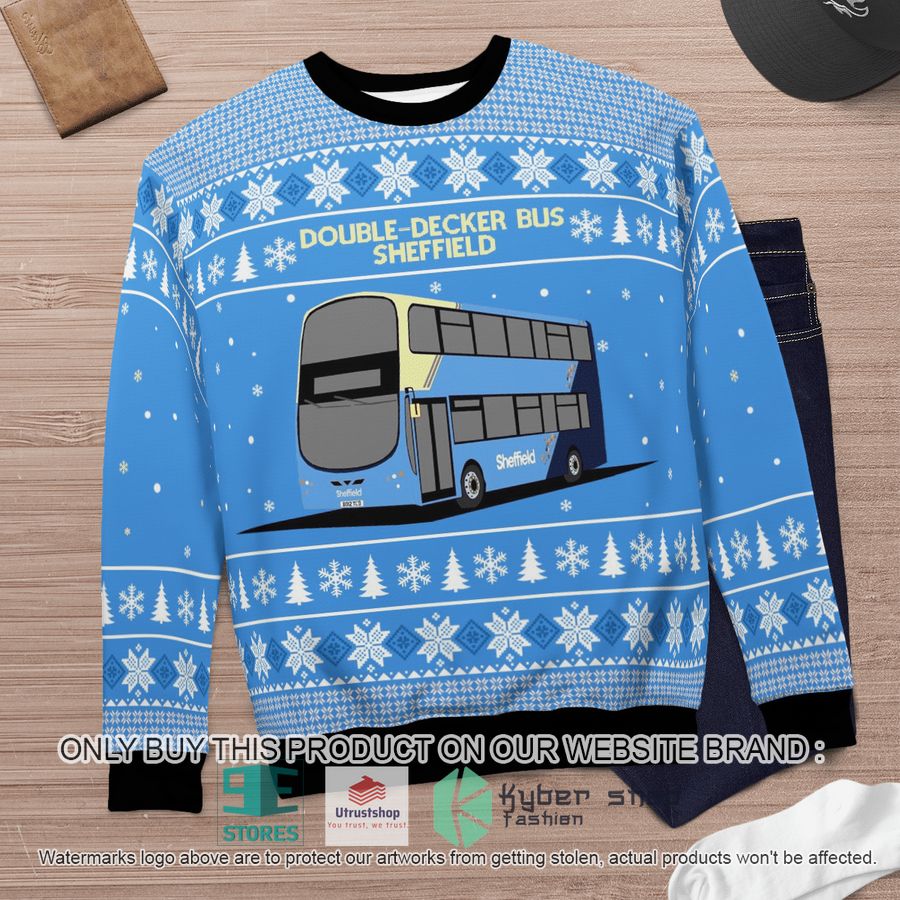 NEW UK Double-Decker Bus Sheffield Christmas Sweater 6 uk double decker bus sheffield christmas sweater 6 13648