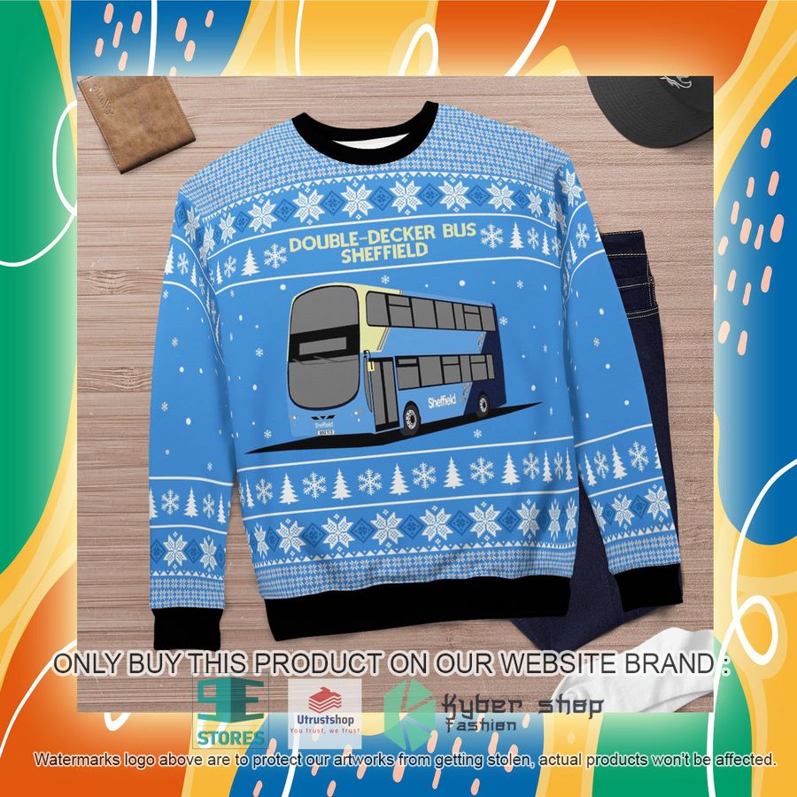 NEW UK Double-Decker Bus Sheffield Christmas Sweater 7 uk double decker bus sheffield christmas sweater 7 27598