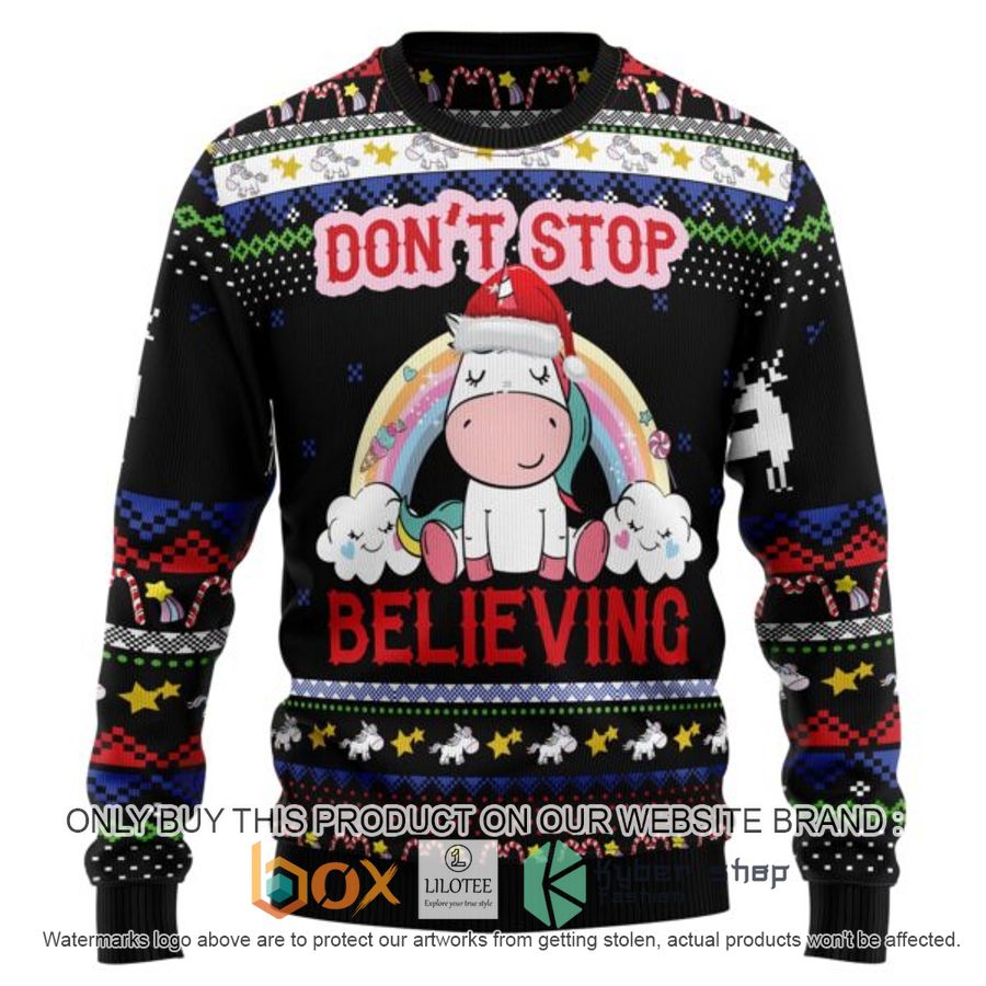 unicorn believing christmas ugly christmas sweatshirt 1 76099