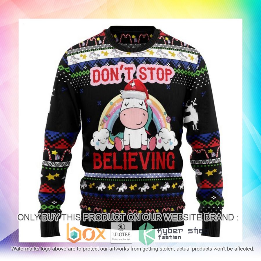 unicorn believing christmas ugly christmas sweatshirt 2 65229