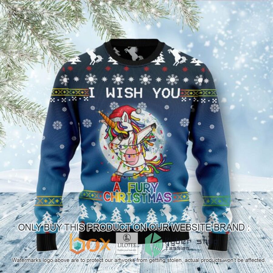 unicorn fury ugly christmas sweatshirt 1 38603