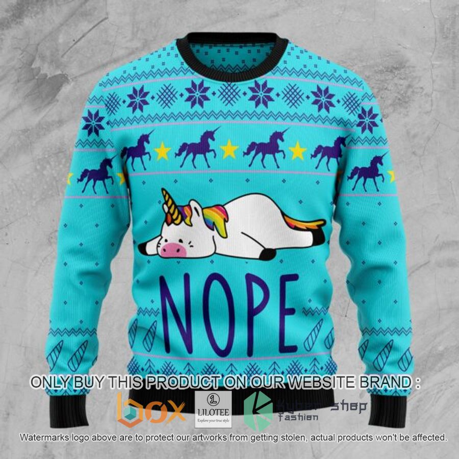 unicorn nope ugly christmas sweatshirt 1 89271