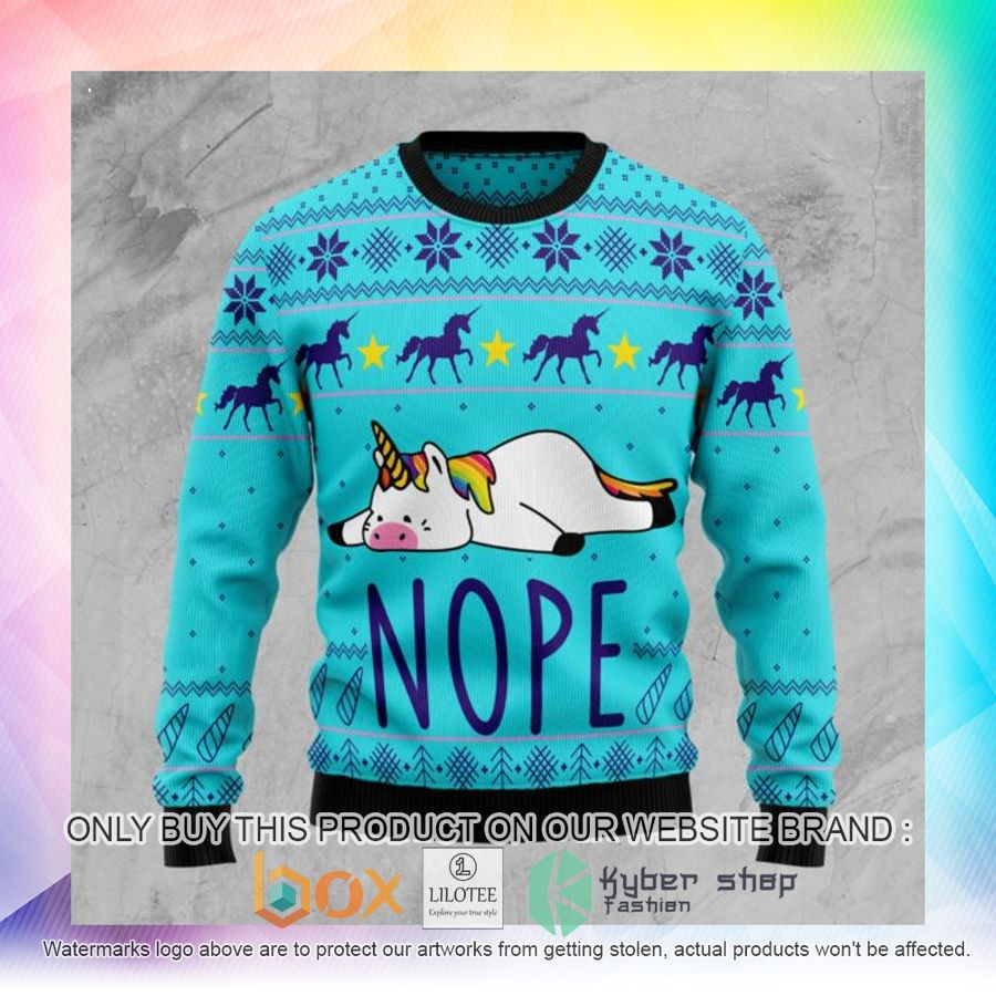 unicorn nope ugly christmas sweatshirt 2 99725