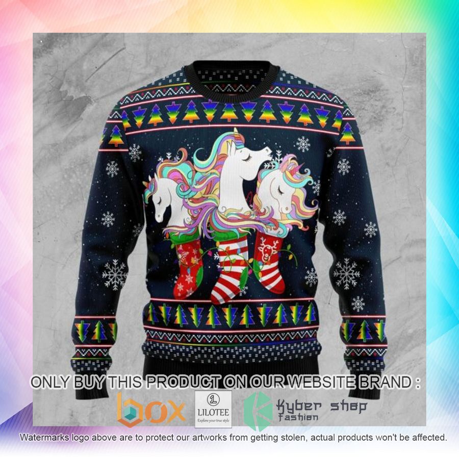 unicorn socks xmas ugly christmas sweatshirt 2 22009