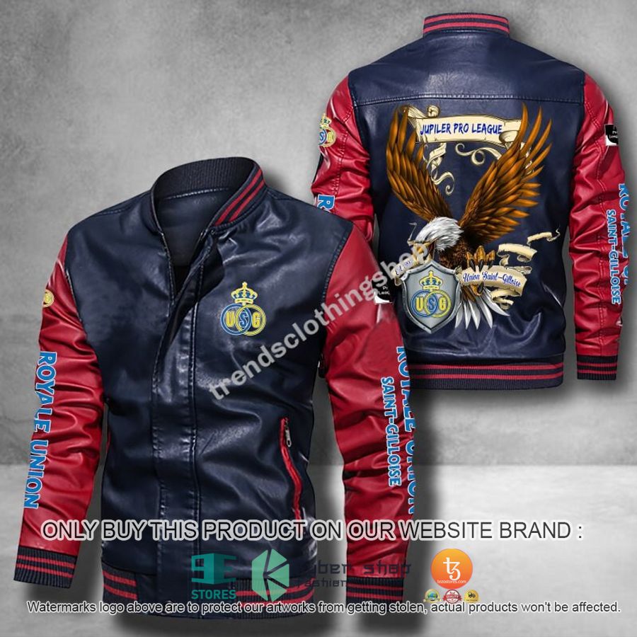 HOT Union Saint-Gilloise Eagle League Bomber Leather Jacket 4 union saint gilloise eagle league leather bomber jacket 4 12008