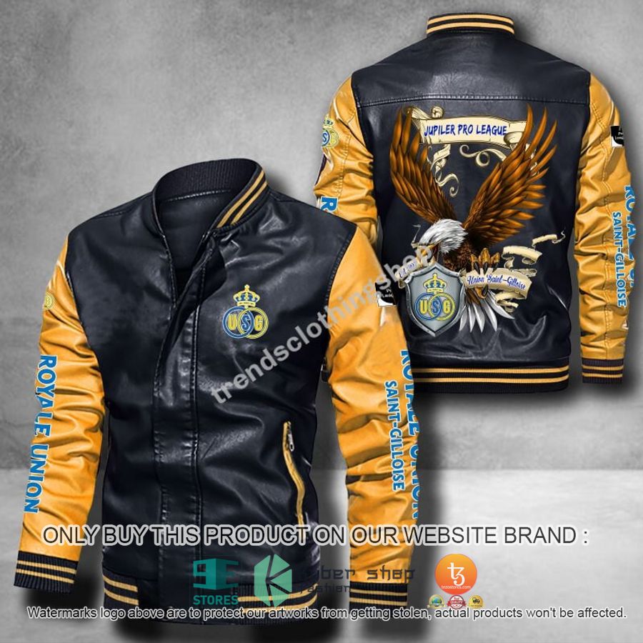 HOT Union Saint-Gilloise Eagle League Bomber Leather Jacket 6 union saint gilloise eagle league leather bomber jacket 6 85839
