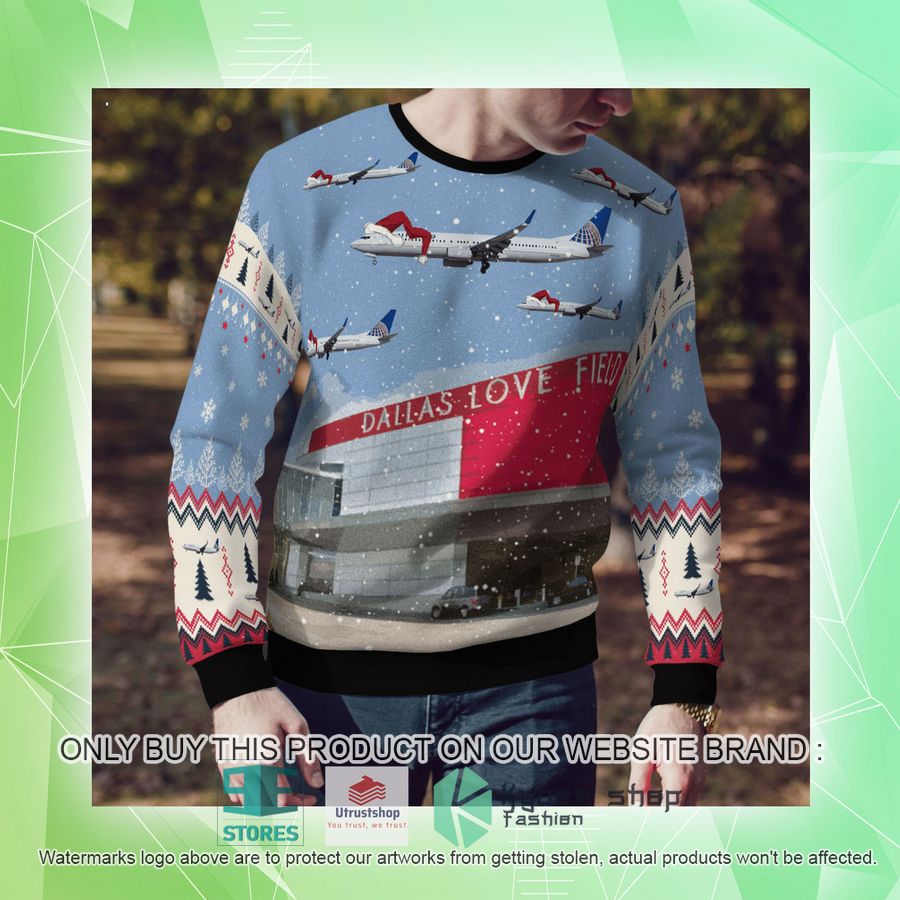 NEW United Airlines Boeing 737-900 over Dallas Love Field Christmas Sweater 10 united airlines boeing 737 900 over dallas love field christmas sweater 10 13690