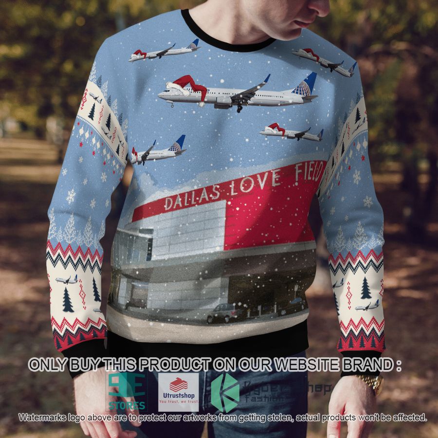 NEW United Airlines Boeing 737-900 over Dallas Love Field Christmas Sweater 4 united airlines boeing 737 900 over dallas love field christmas sweater 4 62237