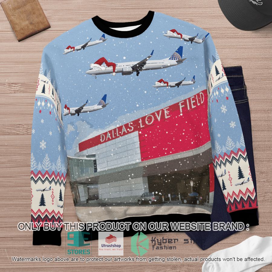 NEW United Airlines Boeing 737-900 over Dallas Love Field Christmas Sweater 6 united airlines boeing 737 900 over dallas love field christmas sweater 6 82005