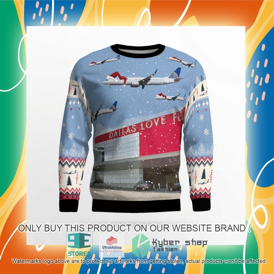 NEW United Airlines Boeing 737-900 over Dallas Love Field Christmas Sweater 8 united airlines boeing 737 900 over dallas love field christmas sweater 8 20014