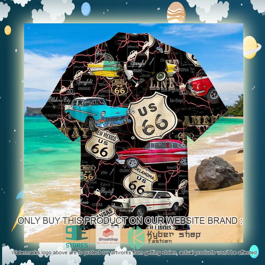 NEW US 66 Map black Hawaii Shirt 2 us 66 map black hawaiian shirt 2 83202