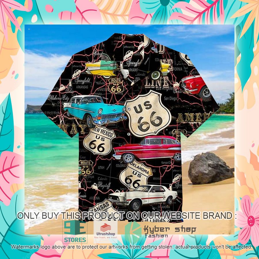 NEW US 66 Map black Hawaii Shirt 4 us 66 map black hawaiian shirt 4 86499