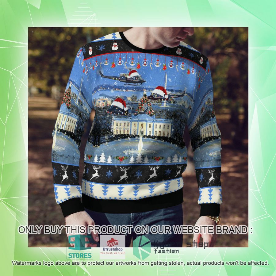 NEW US Air Force Bell UH-1N Twin Huey of the 1st Helicopter Squadron flying over Washington DC Christmas Sweater 10 us air force bell uh 1n twin huey of the 1st helicopter squadron flying over washington dc christmas sweater 10 86037