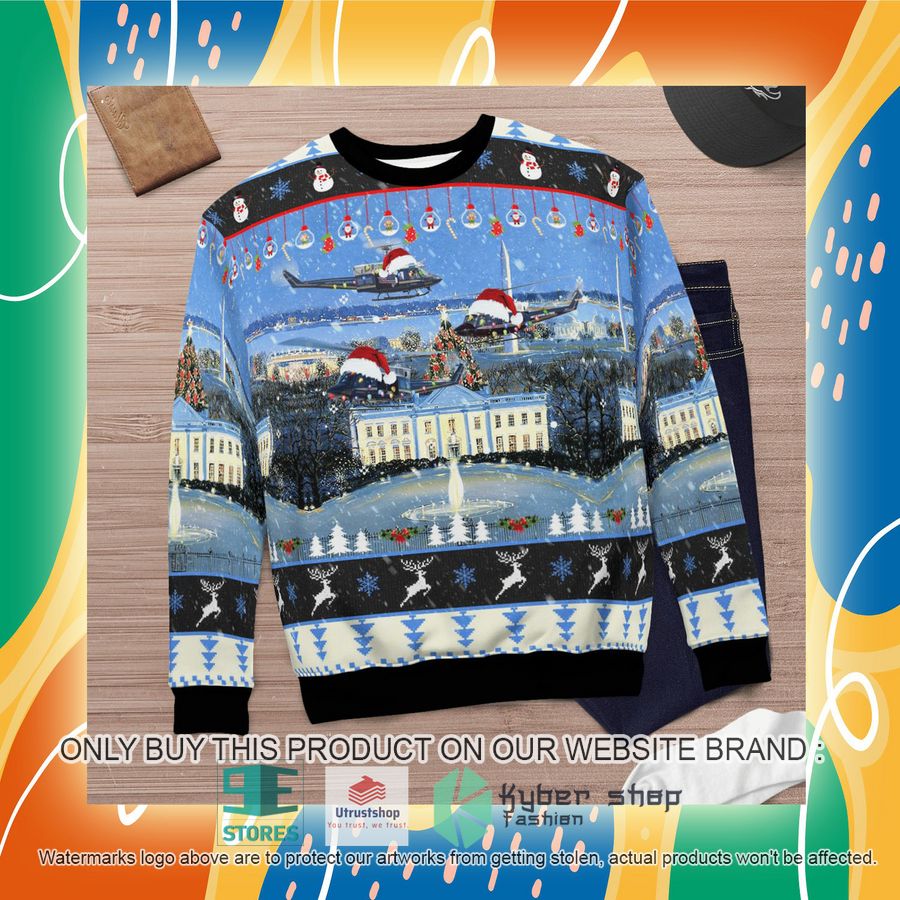 NEW US Air Force Bell UH-1N Twin Huey of the 1st Helicopter Squadron flying over Washington DC Christmas Sweater 7 us air force bell uh 1n twin huey of the 1st helicopter squadron flying over washington dc christmas sweater 7 24352