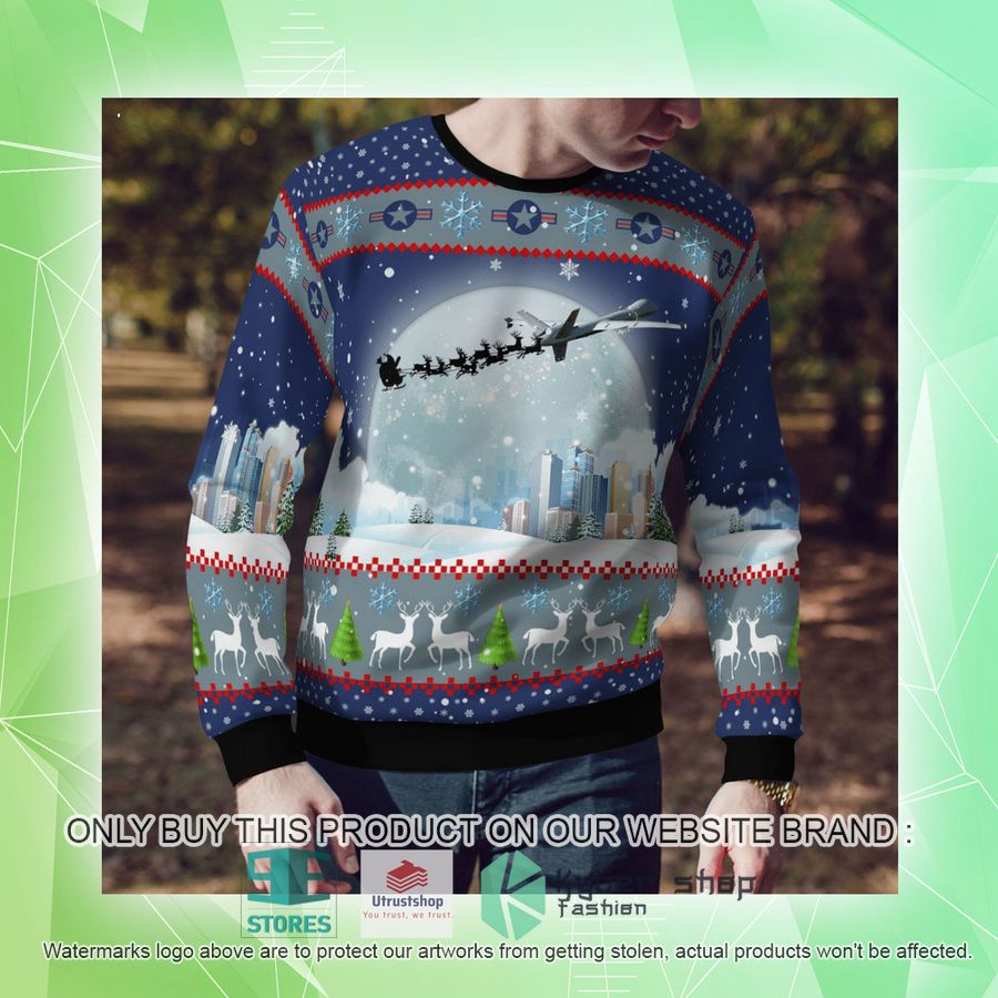 NEW USAF General Atomics MQ-9 Reaper Santa's Sleigh Christmas Sweater 10 usaf general atomics mq 9 reaper santas sleigh christmas sweater 10 52227