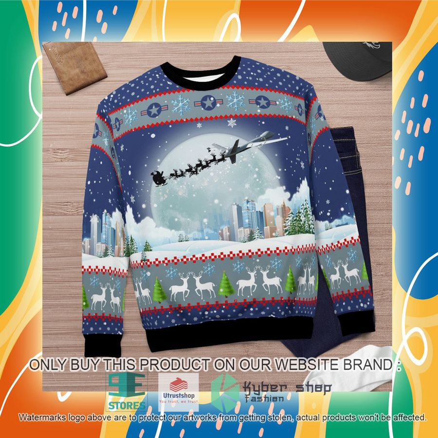 NEW USAF General Atomics MQ-9 Reaper Santa's Sleigh Christmas Sweater 7 usaf general atomics mq 9 reaper santas sleigh christmas sweater 7 18838