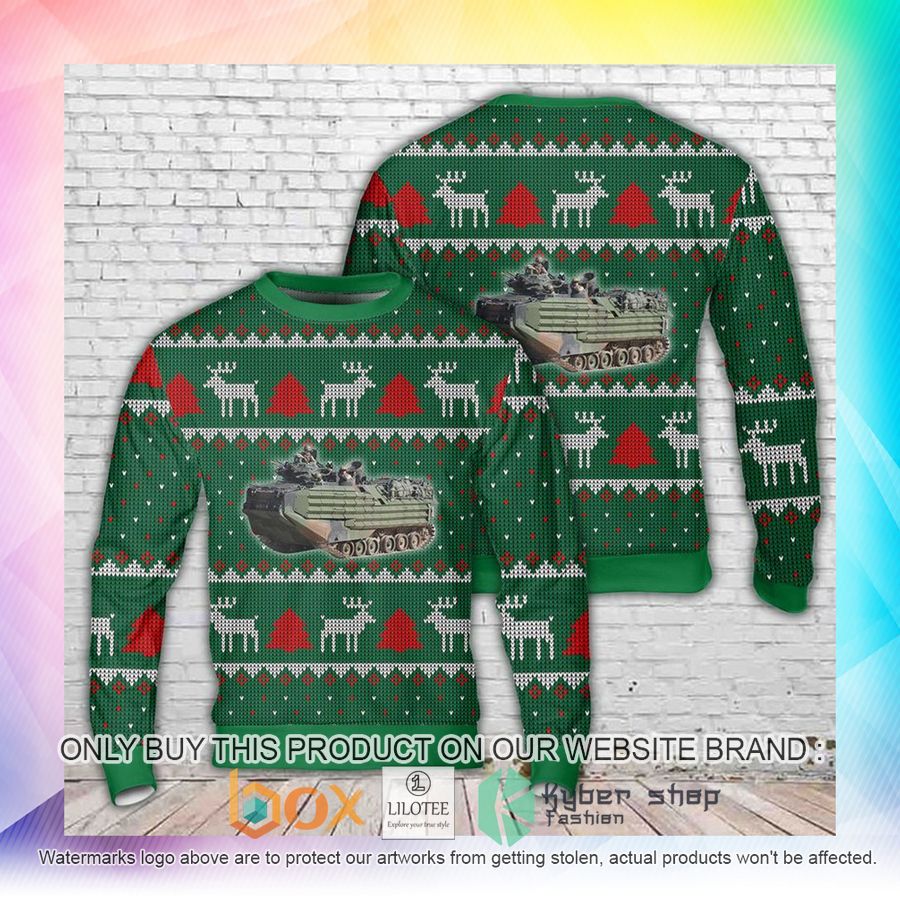 usmc armoured personnel carrier aav 7 christmas ugly christmas sweatshirt 2 44679
